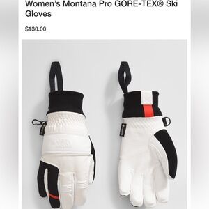 The North Face White and Black Gore-Tex Goat Leather Gloves